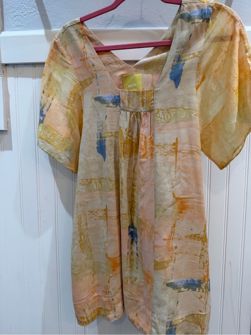 100% Silk Maeve Abstract Babydoll Dress